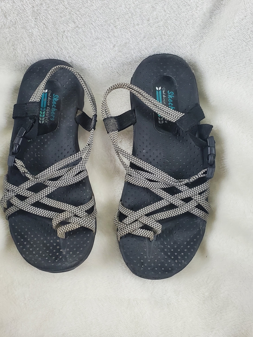 Skechers Reggae Irie Mon Black Women's Outdoor Sandals Size 6